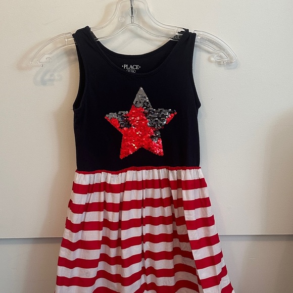 The Children's Place Black Dress with Sequined Star and Striped Skirt - Picture 2 of 5